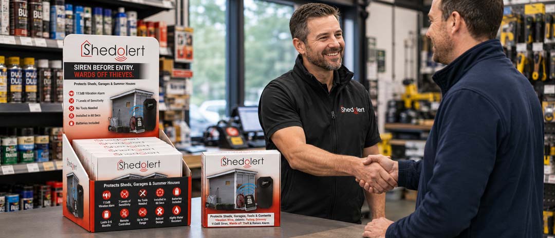 ShedOlert retail partnership display in store